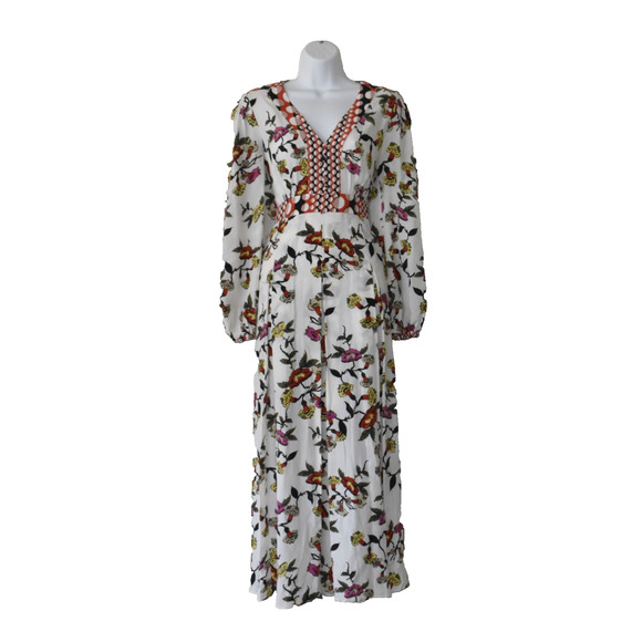 C0 Auth DIANE VON FURSTENBERG Anjali Silk Blend Floral Printed Midi Dress Size 6 - Picture 1 of 7